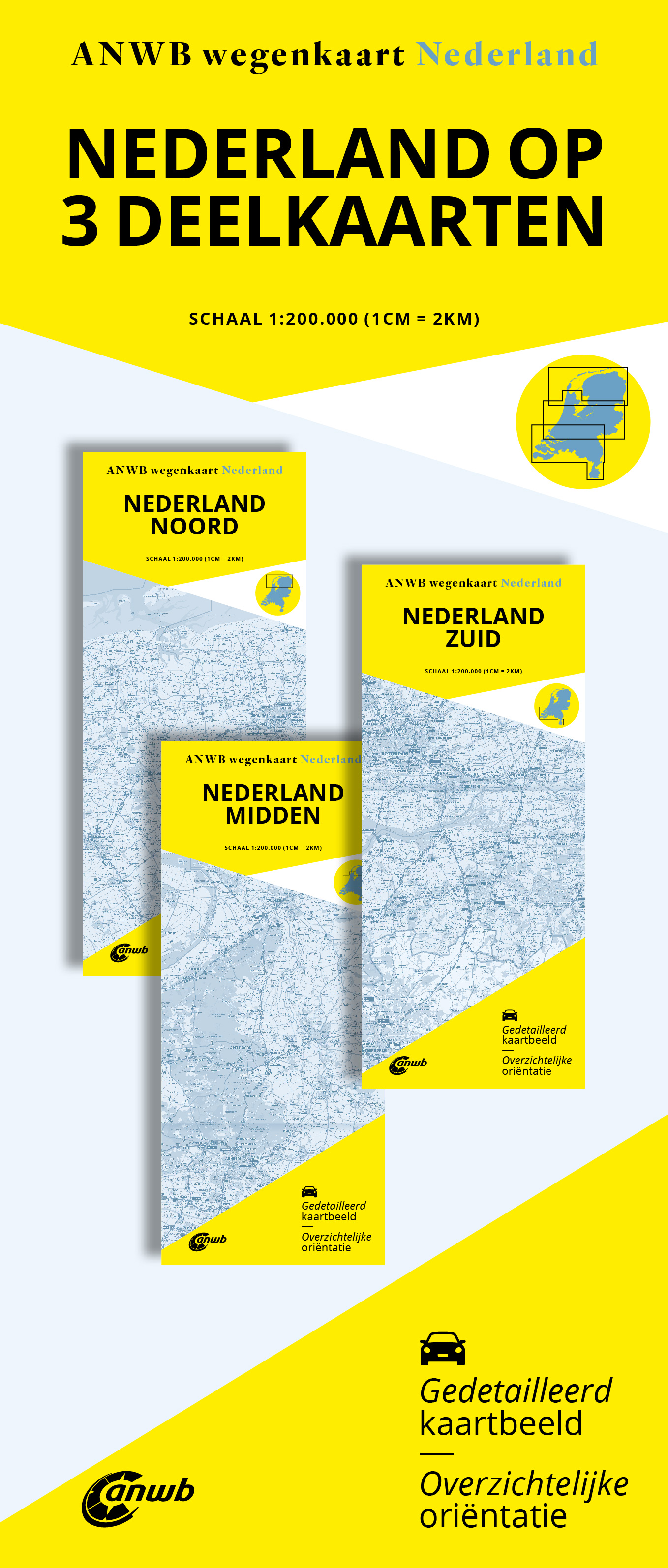 Wegenkaart Nederland Set Noord-Midden-Zuid