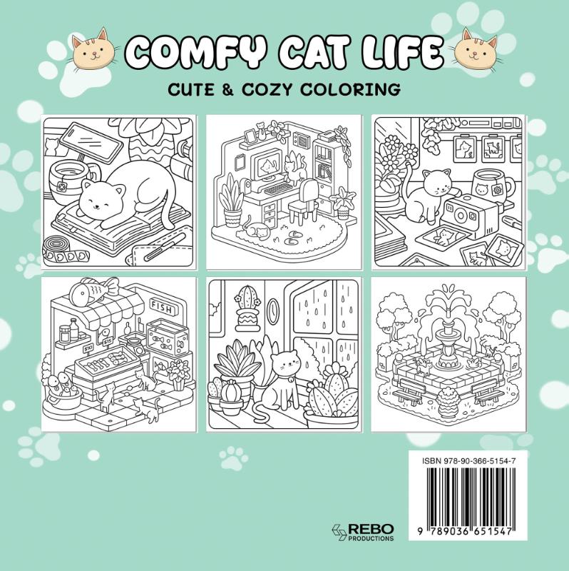 Comfy cat life - Cute & cozy coloring