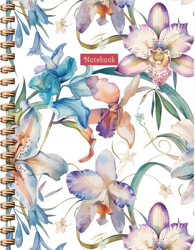Orchids spiraalboek groot (lijnen) / Orchids notebook Carnet à spirale (ligné)