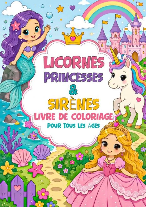 Livre de Coloriage - Licornes Princesses & Sirènes