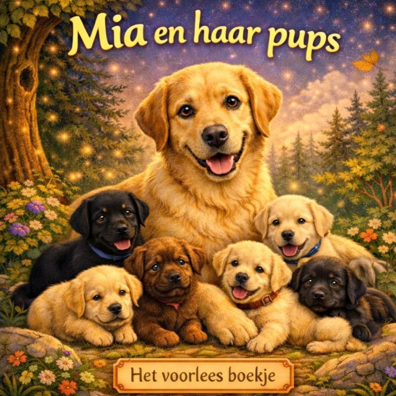 Het voorlees boekje, Mia en haar pups.