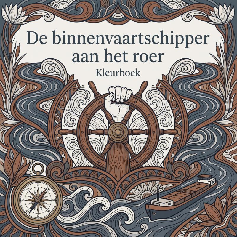 De binnenvaartschipper aan het roer