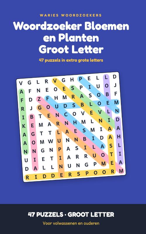 Woordzoeker Bloemen en Planten Groot Letter