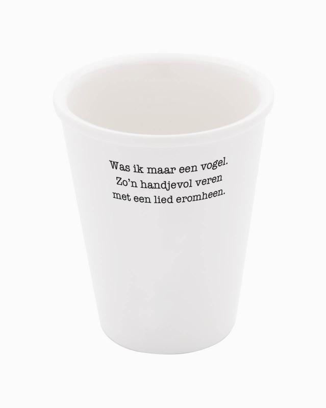 Porseleinen beker 'Was ik maar een vogel' (set van 2)